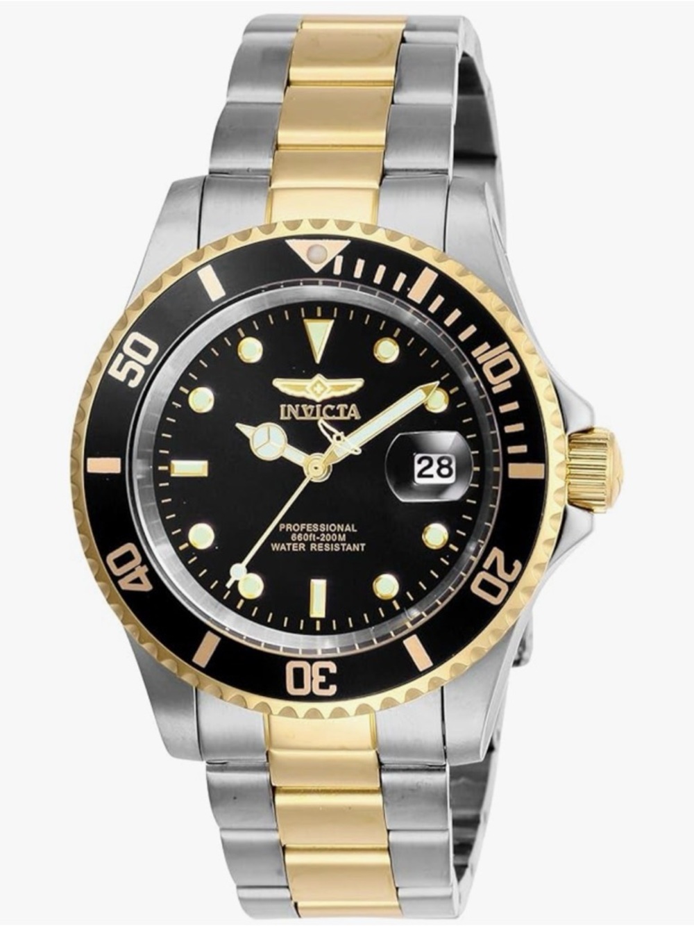 Invicta Pro Diver 26973 Two-Tone Black Dial 40mm Quartz Watch 200M